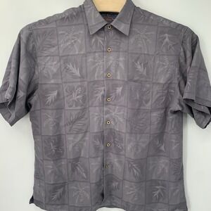 Maui Clothing Company Button Down Men Large Grey Tropical Jacquard Modal Shirt